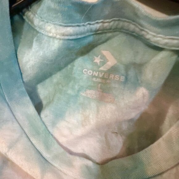 Converse Custom Tie Dye Tee Shirt Size Large Top Cotton Handmade Green Blue - Picture 5 of 6